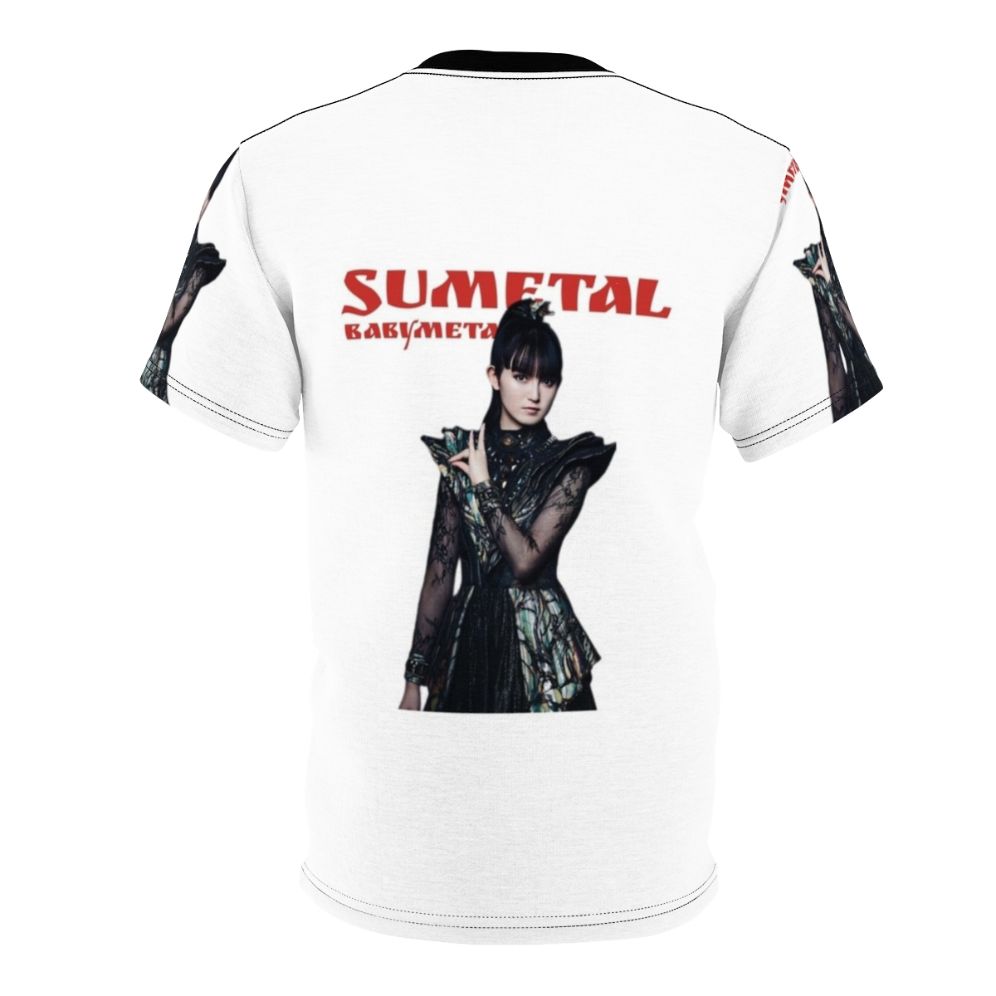 Sumetal-inspired all-over-print t-shirt featuring Japanese metal band design - Back