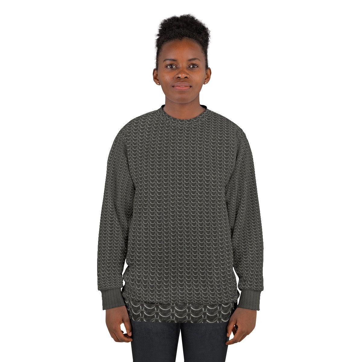 Metallic Silver Chainmail Medieval Armor Sweatshirt - women