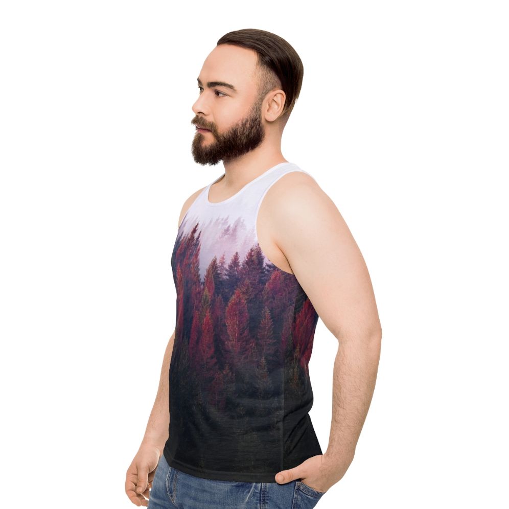 Unisex nature inspired mountain landscape tank top - men side