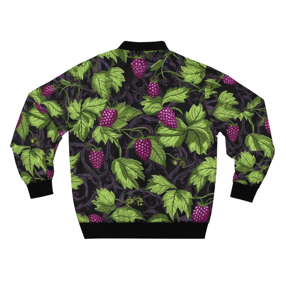 Marionberries botanical bomber jacket with vibrant, unique, and colorful floral design - Back