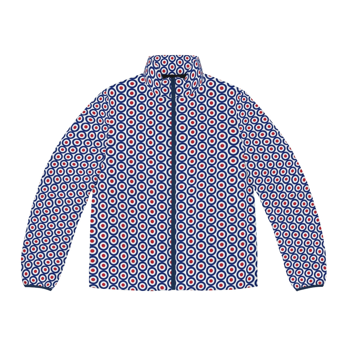 Mod style puffer jacket with retro 1960s inspired design