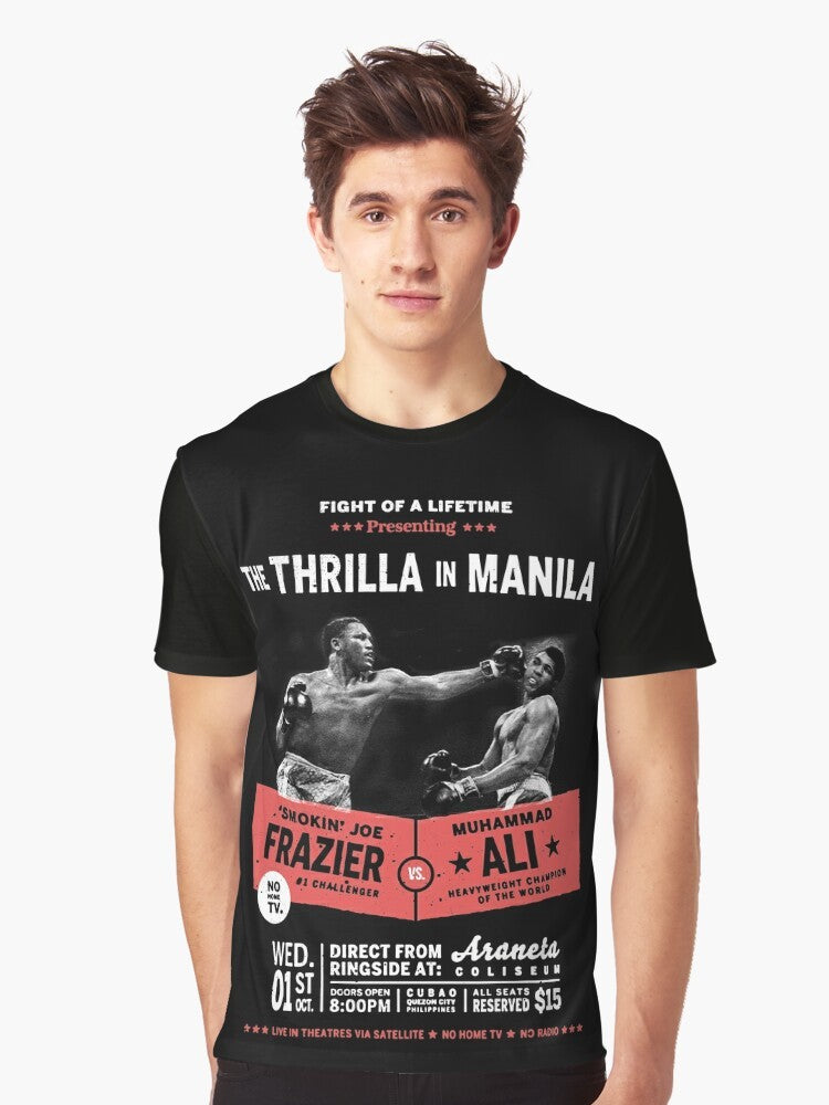 "Thrilla in Manila" Muhammad Ali vs Joe Frazier boxing match graphic t-shirt design - Men