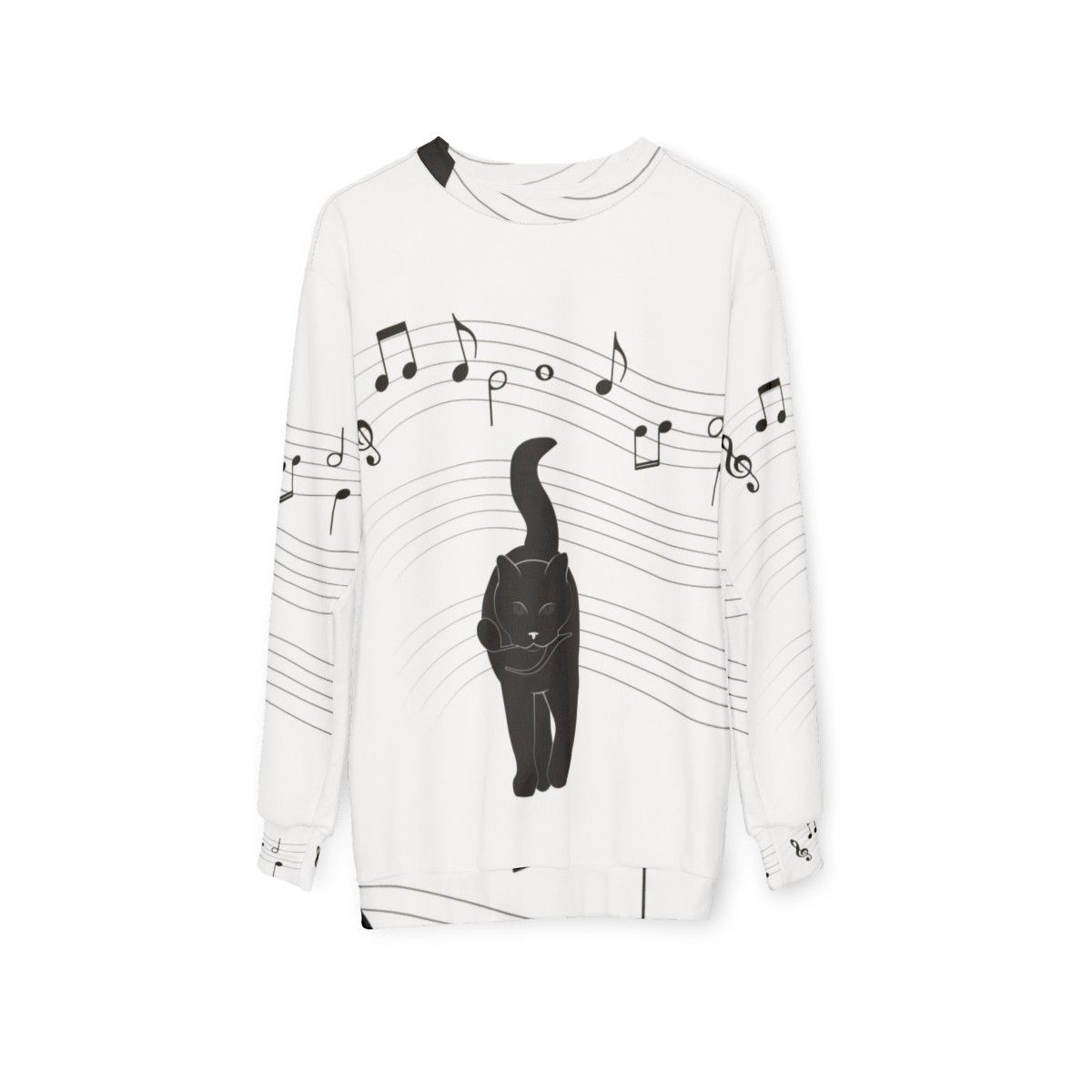 Hunter Sweatshirt with Music Notes and Cats - hanging