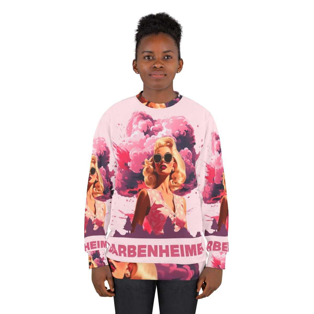 Barbenheimer 2023 Movie Sweatshirt with Barbie and Oppenheimer characters - women