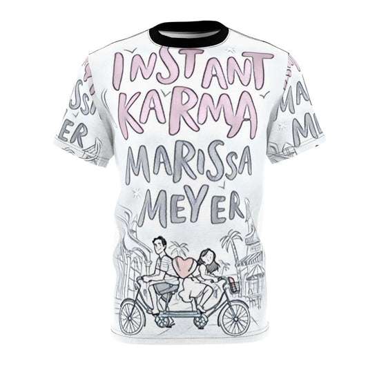 Instant Karma T-shirt with sketches of characters from Marissa Meyer's Lunar Chronicles book series