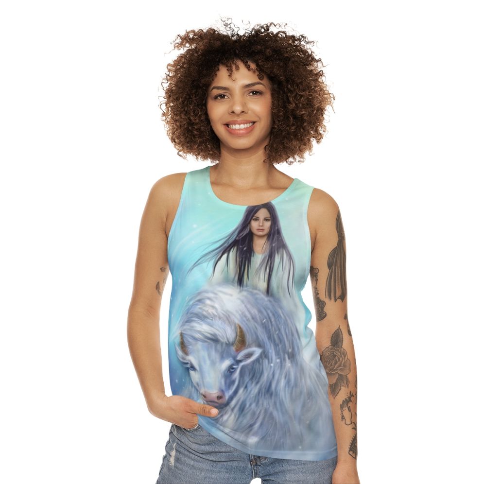 White Buffalo Calf Woman Unisex Tank Top - women