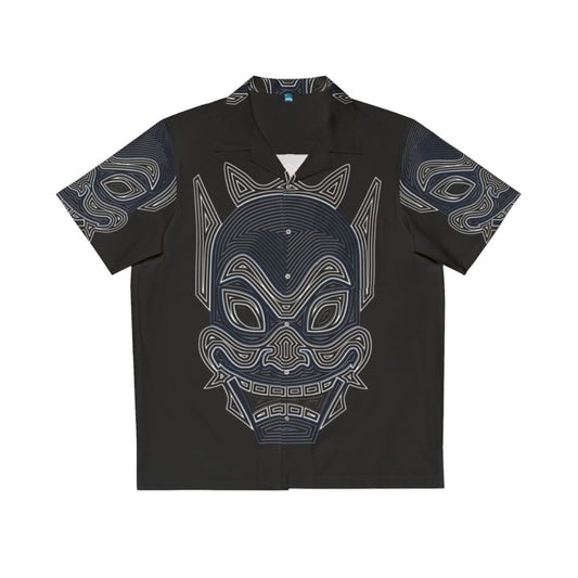 Ornate blue spirit mask Hawaiian shirt with Avatar: The Last Airbender and Legend of Korra inspired design