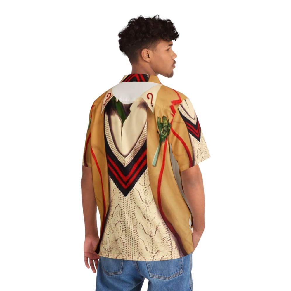 5th Doctor Retro Hawaiian Shirt with Peter Davison Design - Flat lay