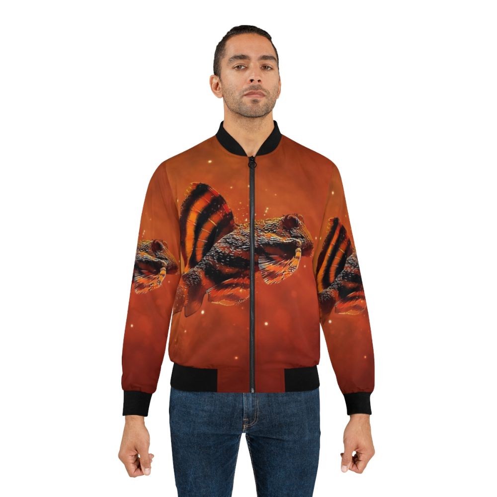 L397 Tiger Pleco Bomber Jacket - Aquarium Catfish Style - Lifestyle