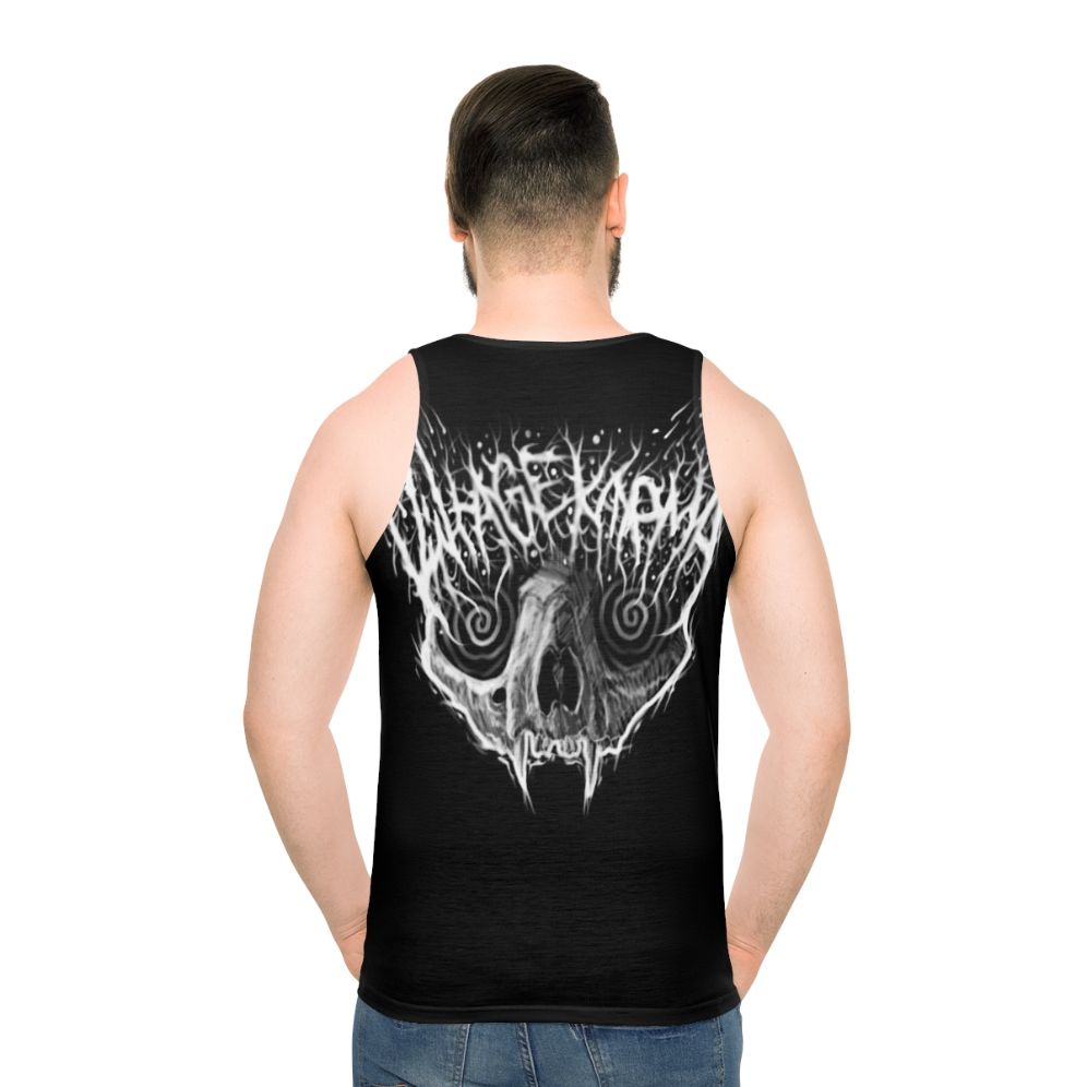 Black metal cat vintage karma unisex tank top - men back