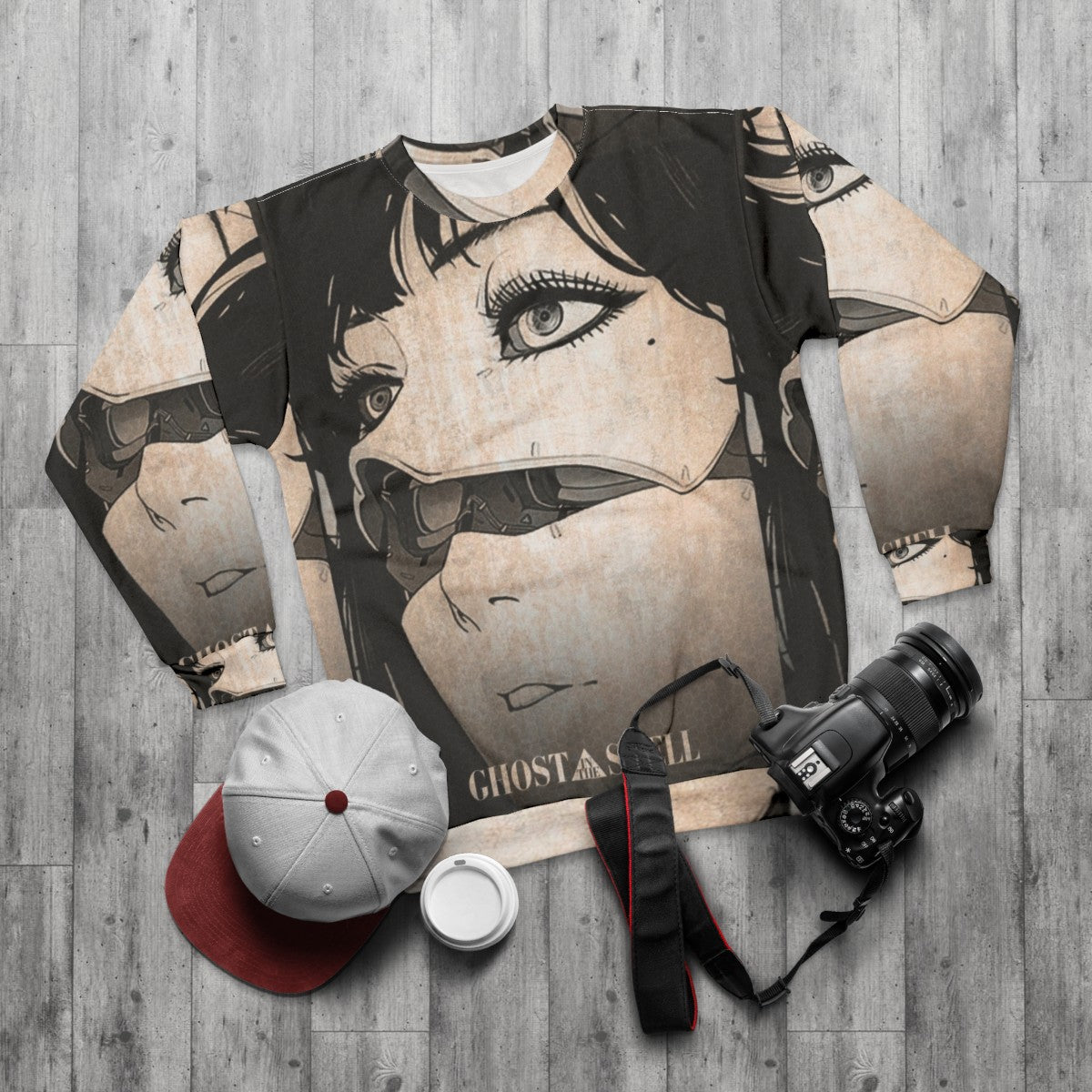 Ghost In The Shell Cyberpunk Style Sweatshirt - flat lay