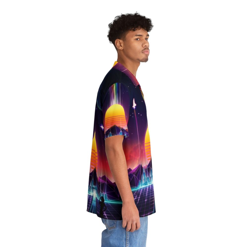 Neon Hawaiian Shirt with Retro Gaming, Space, and Cyberpunk Aesthetic - People Pight