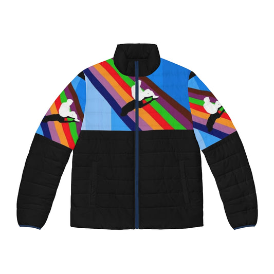 Melodic Blue Puffer Jacket with Hip Hop Inspired Artwork