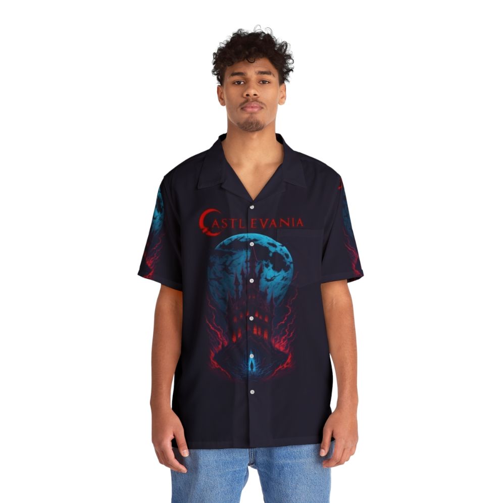 Castlevania Night Ruin Hawaiian Shirt featuring Alucard, Trevor Belmont, and Sypha Belnades - People Front