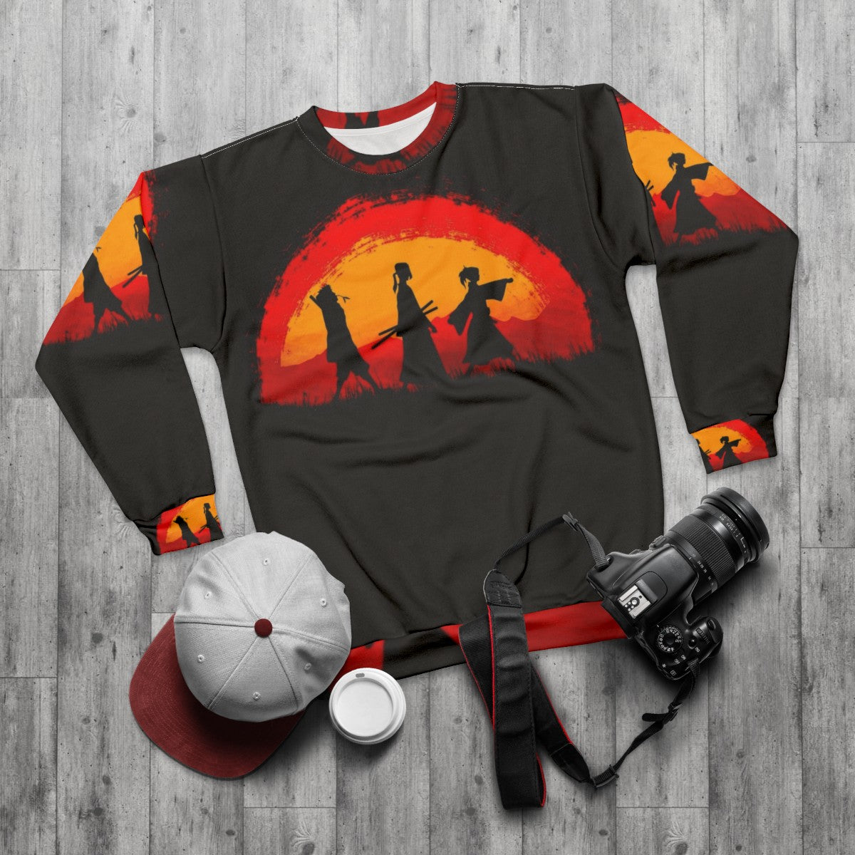 Samurai Champloo Anime Sunset Scene Sweatshirt - flat lay