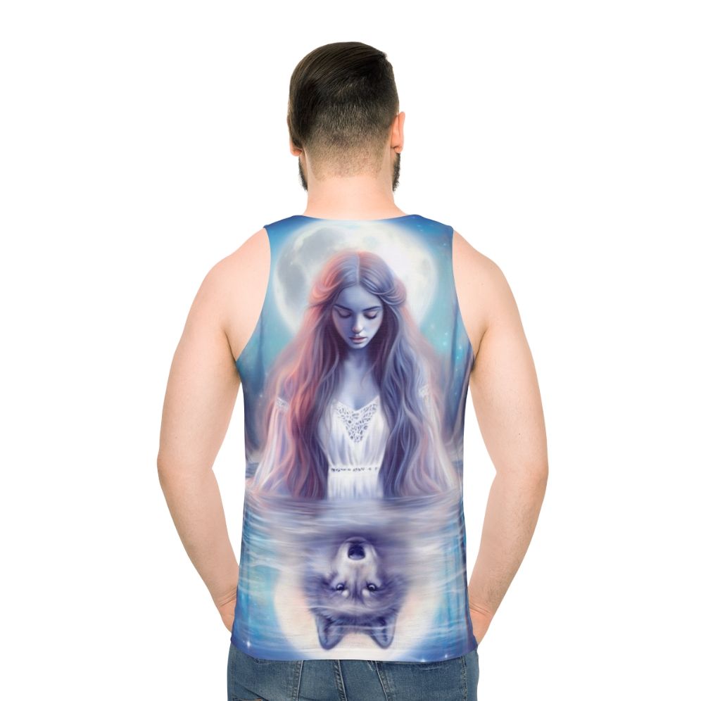 Pastel tank top with mystical wolf design - men back