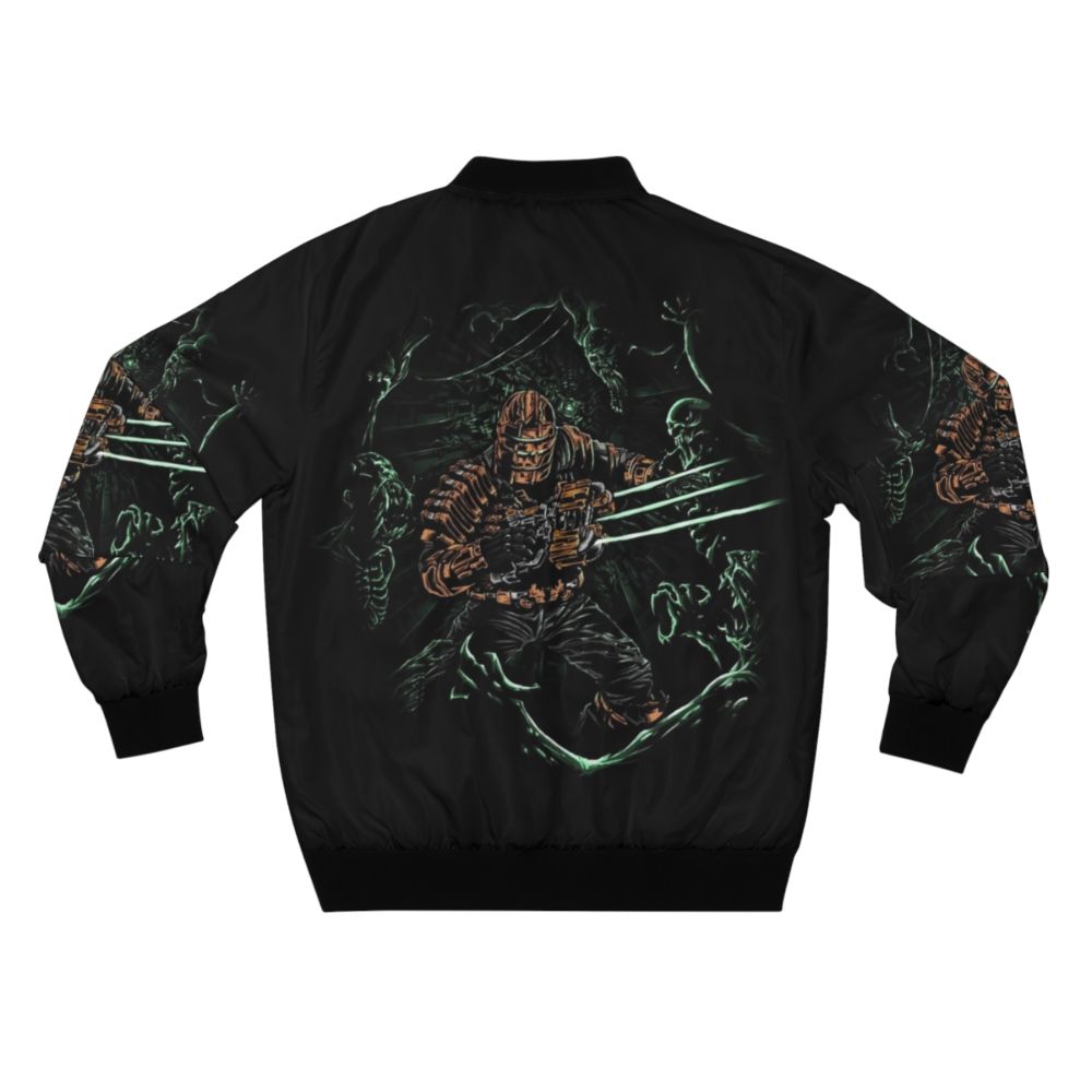 Dead Space inspired horror sci-fi bomber jacket with necromorph design - Back