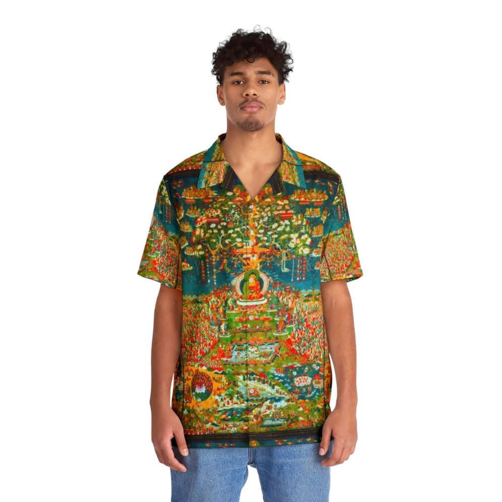 Amityaus Buddha Hawaiian Shirt featuring psychedelic, trippy, and hippie-inspired Buddha art - Lifestyle