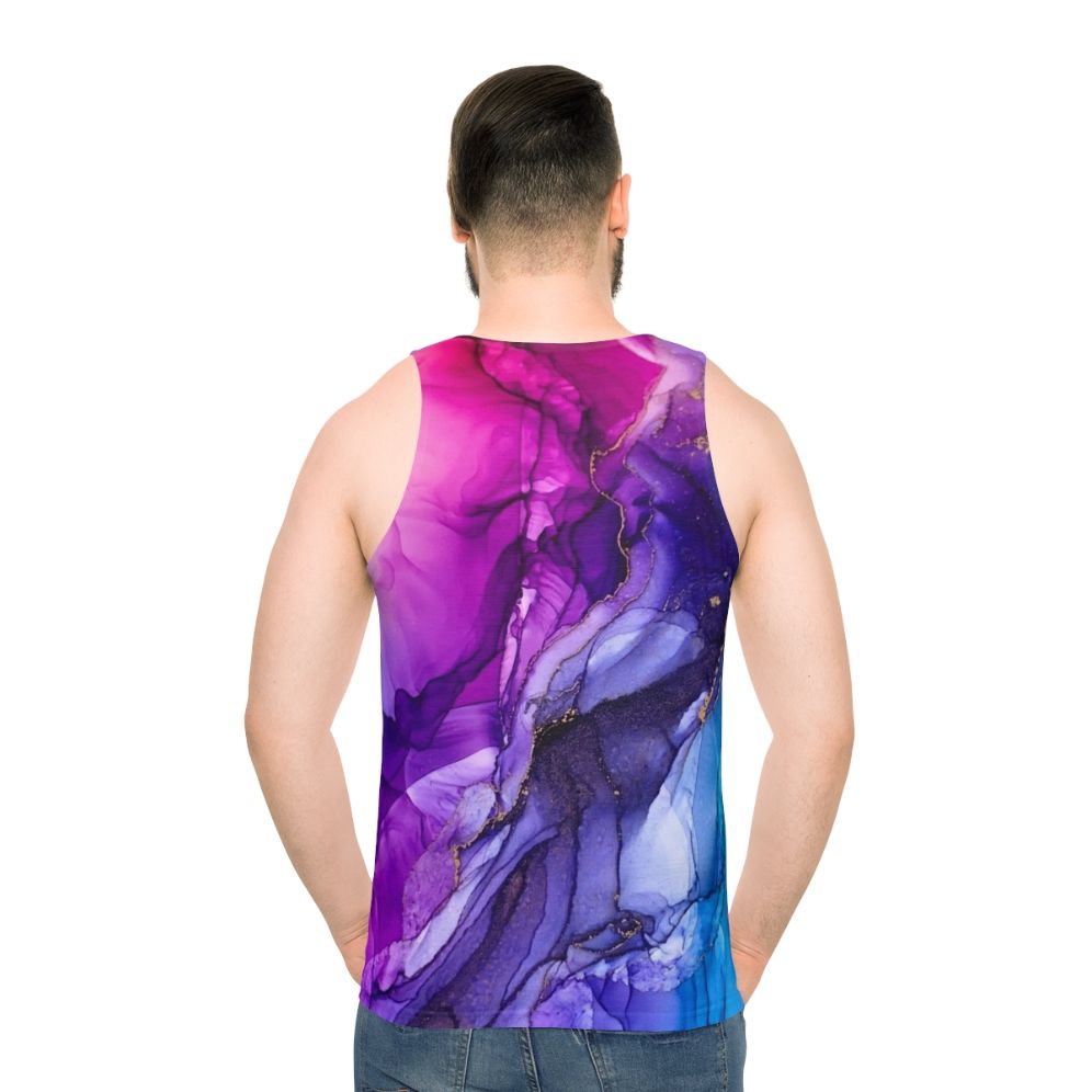 Vibrant rainbow ombre abstract unisex tank top - men back