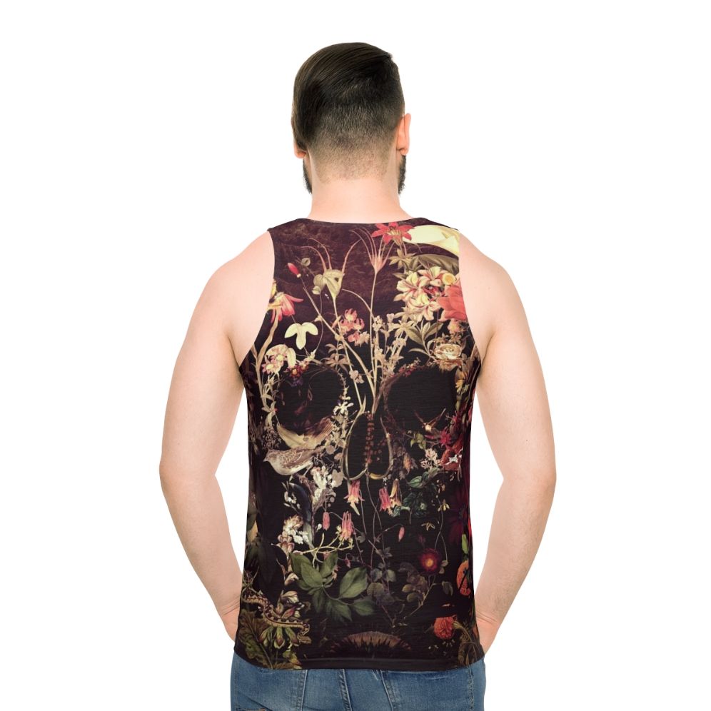 Floral skull unisex tank top - men back