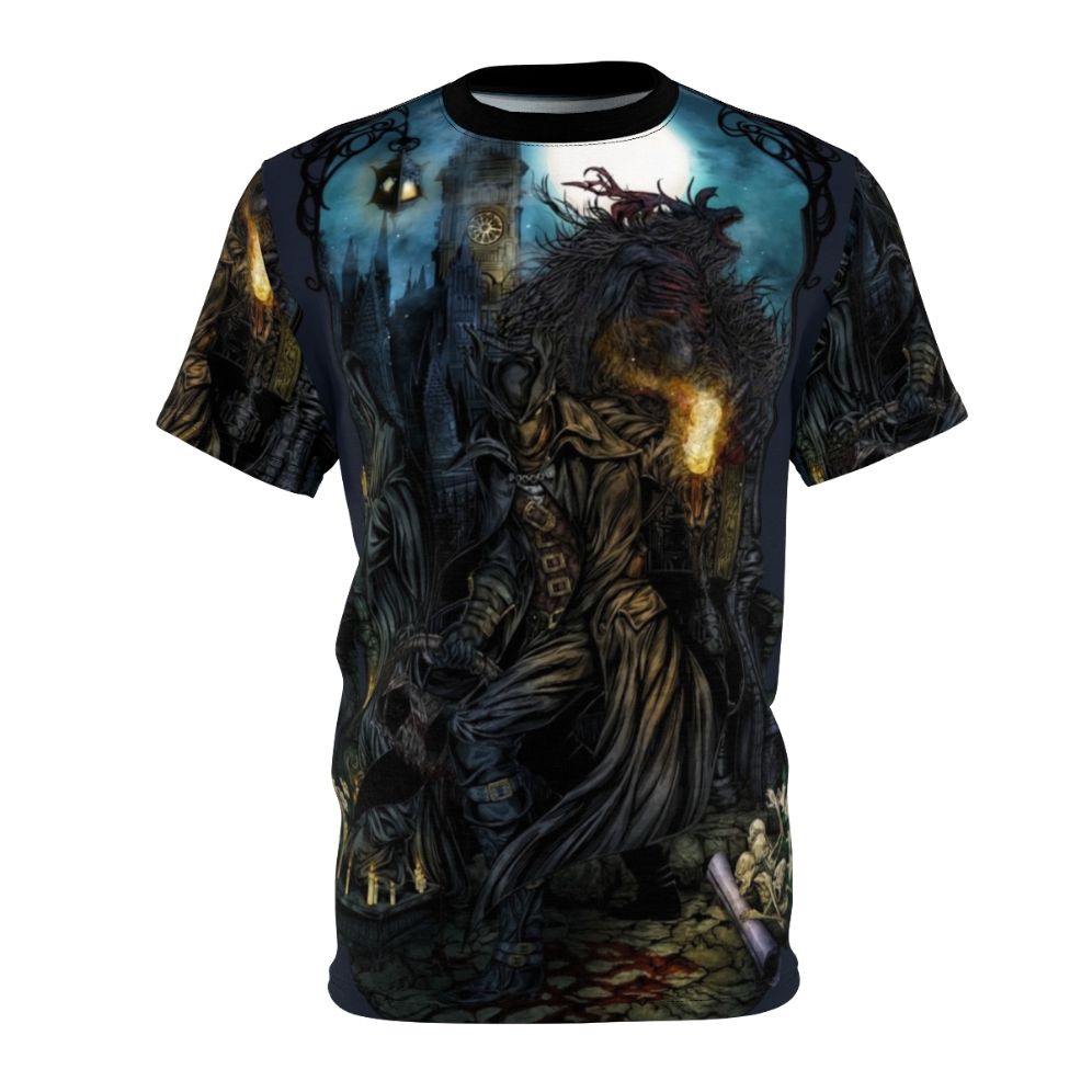 Bloodborne-inspired hunter t-shirt featuring a dark, atmospheric design