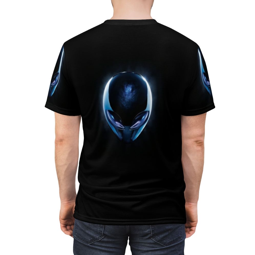 Alienware-inspired graphic t-shirt with laptop design for gamers - men back