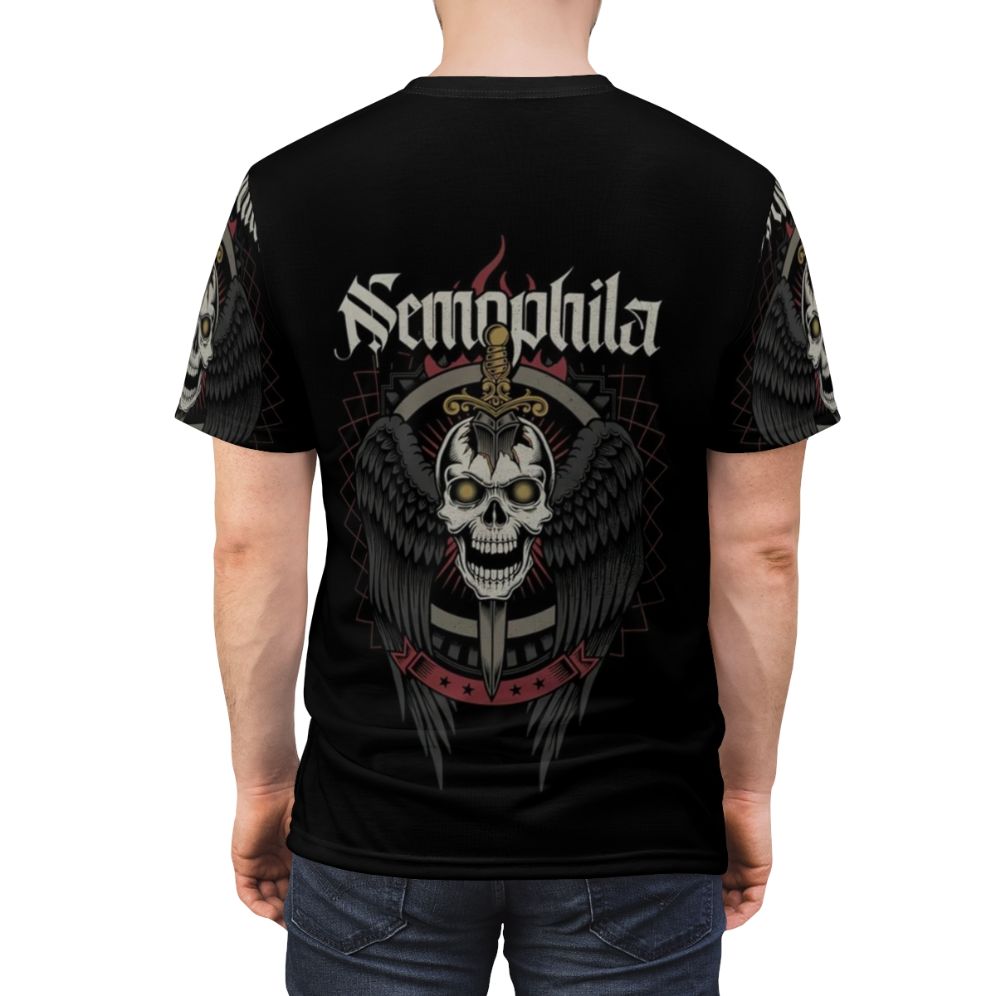 Skull Head Wings T-Shirt with Gothic, J-Rock, and Japan Inspired Graphic Design - men back