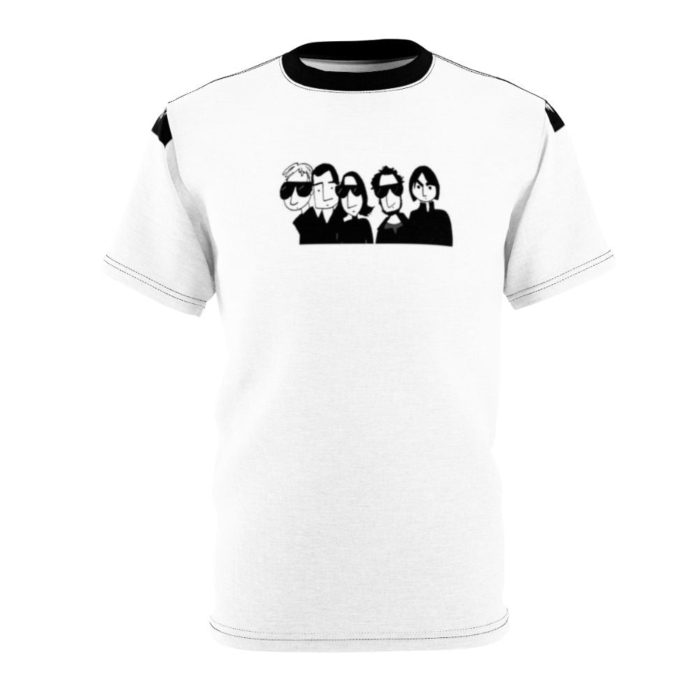 Retro-style t-shirt with Los Planetas band graphic