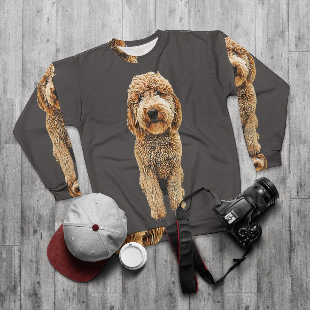 Labradoodle and Goldendoodle doodle sweatshirt - flat lay