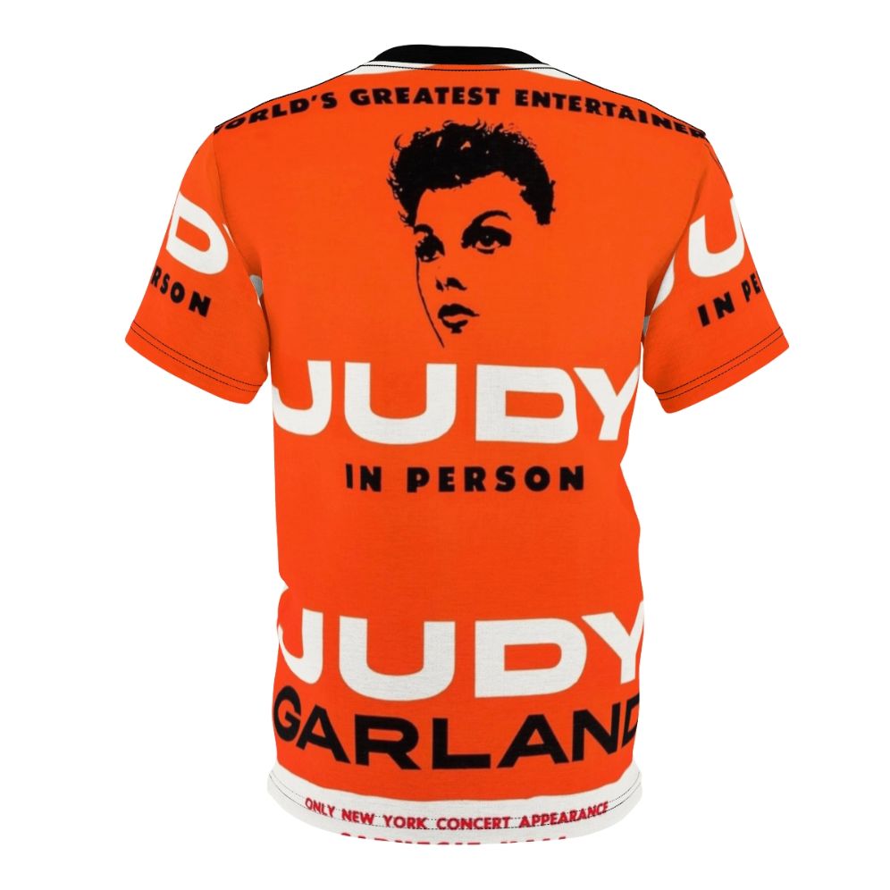 Vintage-style t-shirt featuring a Judy Garland Live At Carnegie Hall poster design - Back