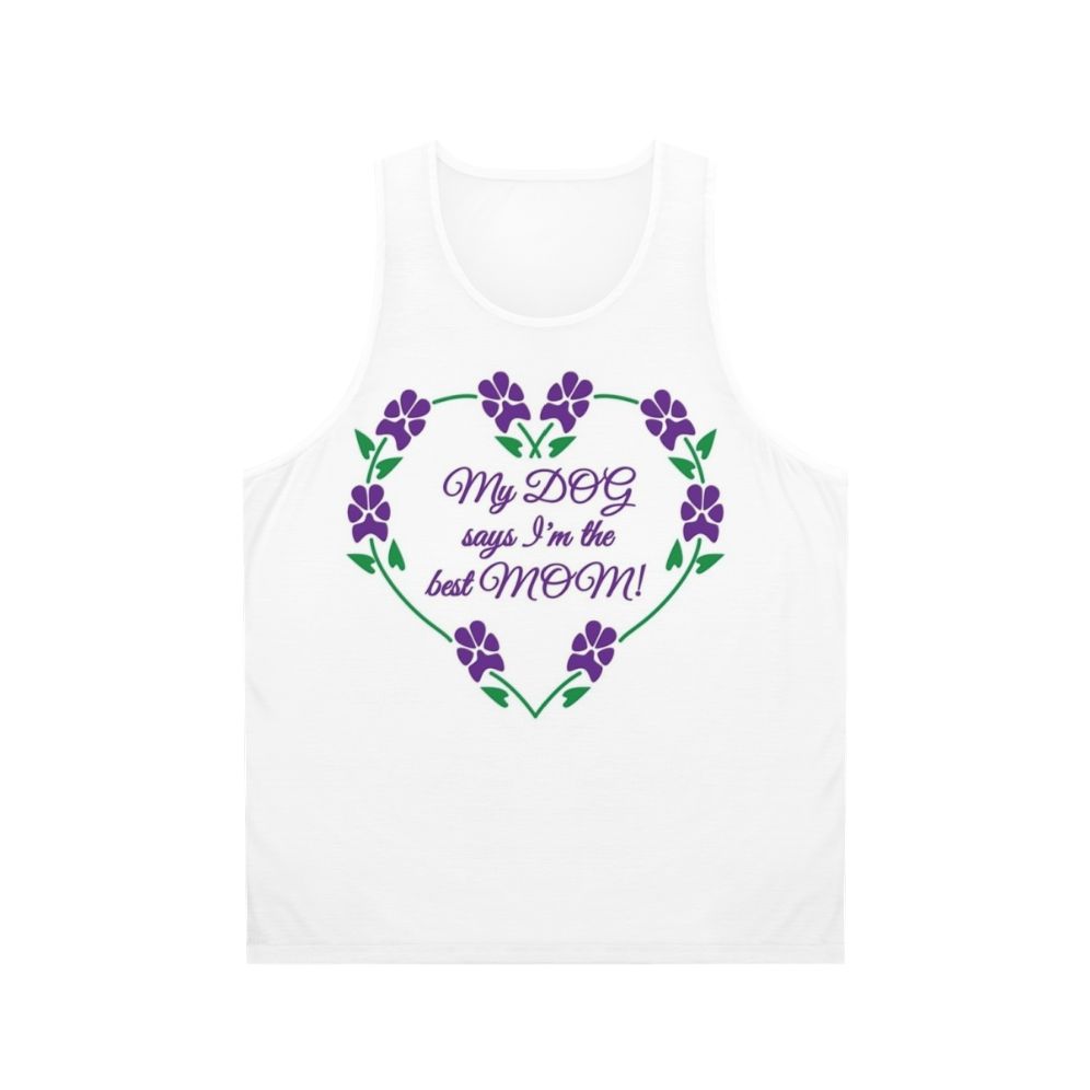 Best Dog Mom Purple Pawprint Flowers Unisex Tank Top