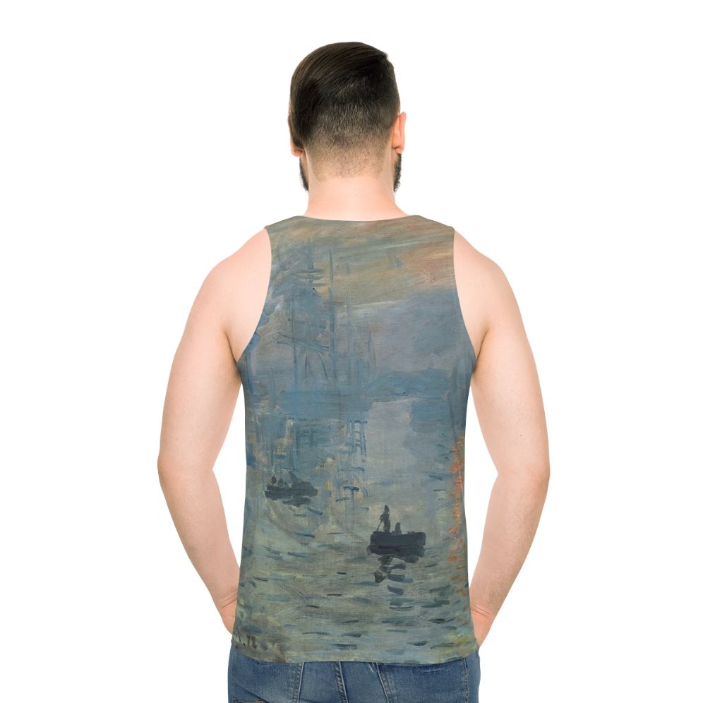 Monet Impression Sunrise Unisex Fine Art Tank Top - men back