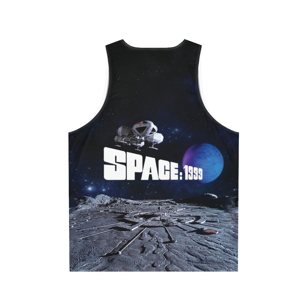 Retro sci-fi unisex tank top with eagle and planet design - Back