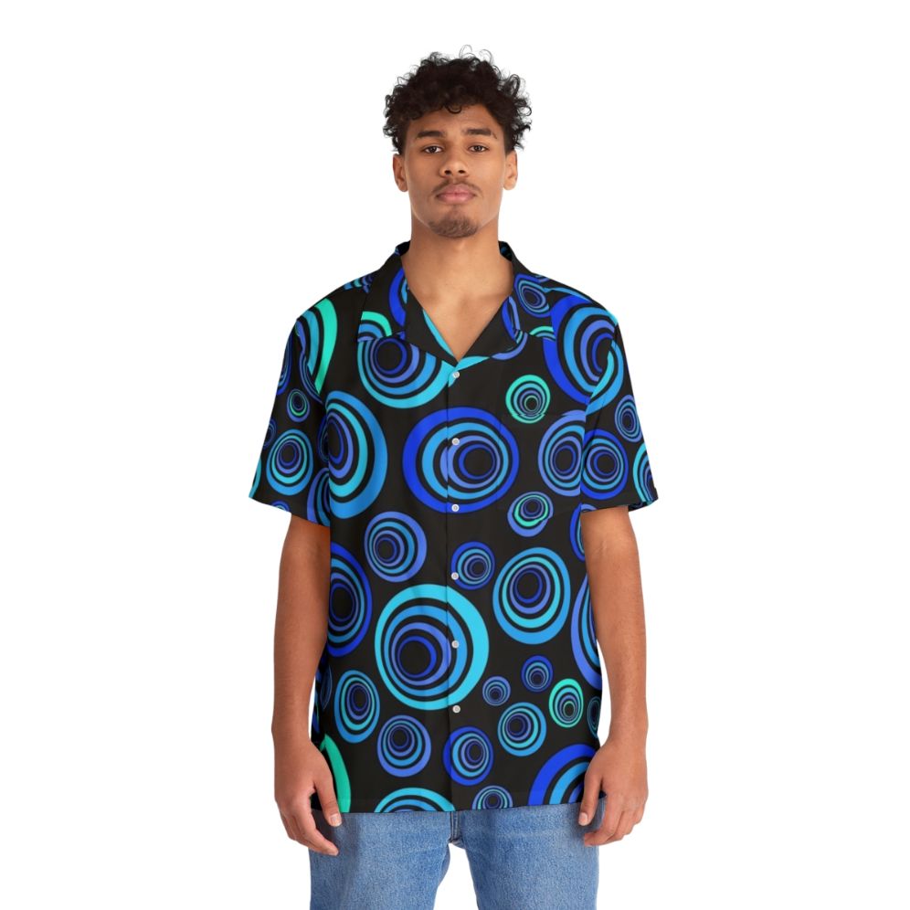 Retro Hawaiian Shirt with Vibrant Abstract Pattern - People Front