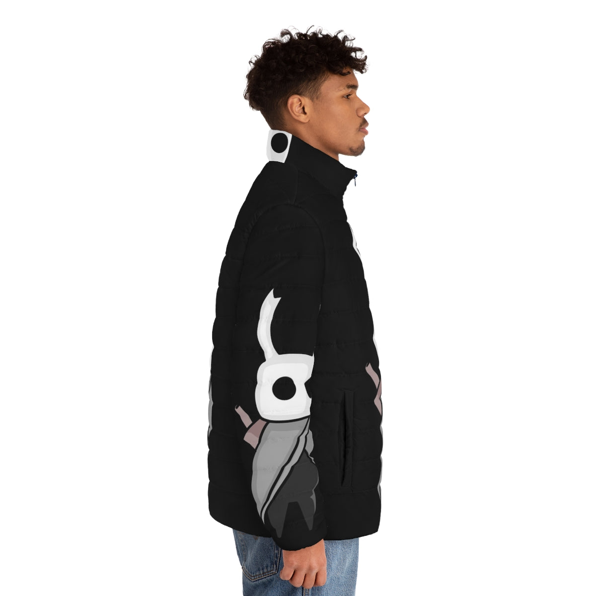 Hollow Knight inspired puffer jacket for gaming enthusiasts - men side right