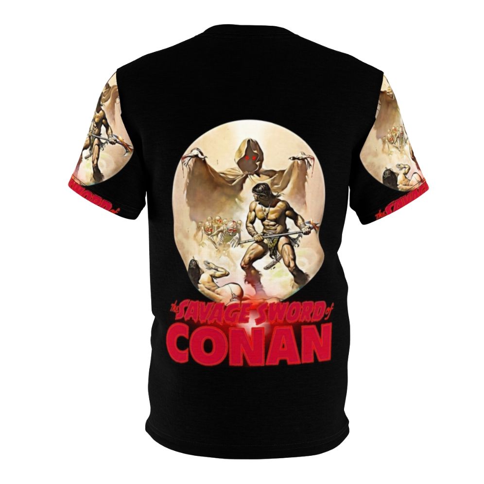 Conan-Inspired Fantasy Art T-Shirt featuring a sword and sorcery design - Back