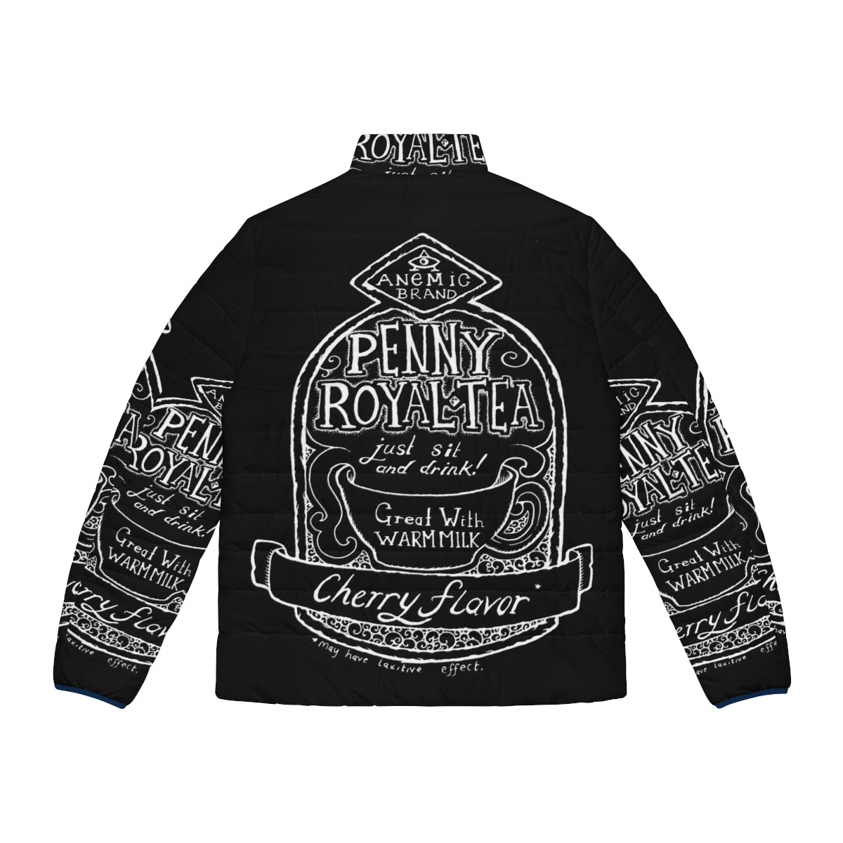 Pennyroyal Tea Puffer Jacket featuring illustrated Nirvana lyrics - Back