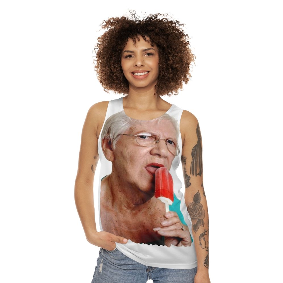 Funny granny ice cream unisex tank top - women