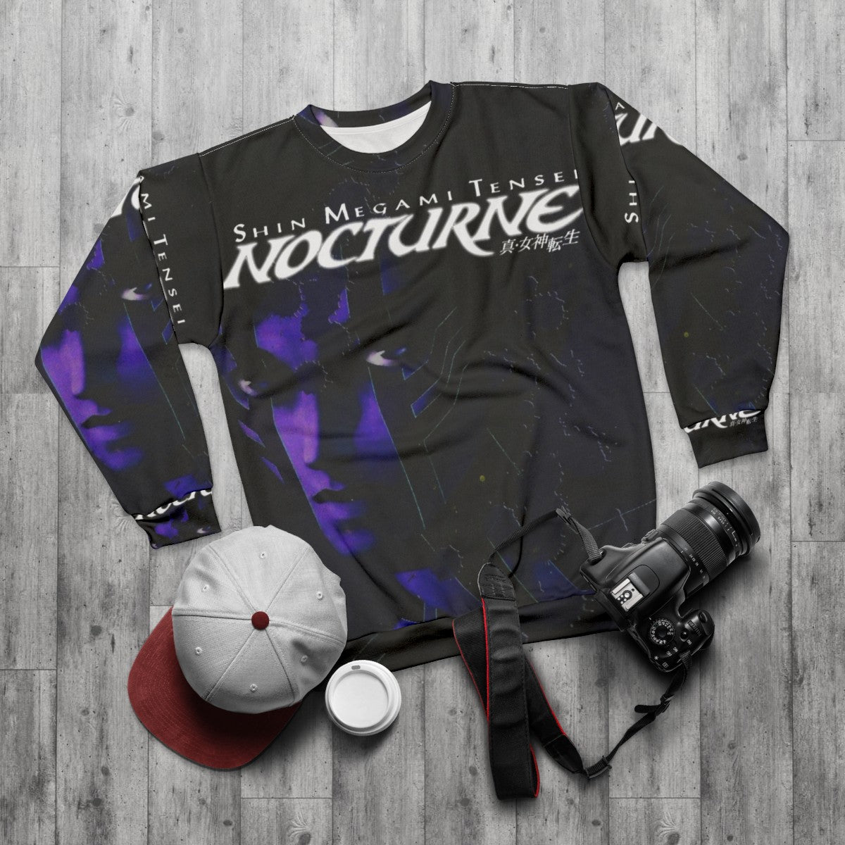 Nocturne Sweatshirt featuring Shin Megami Tensei Demifiend character - flat lay