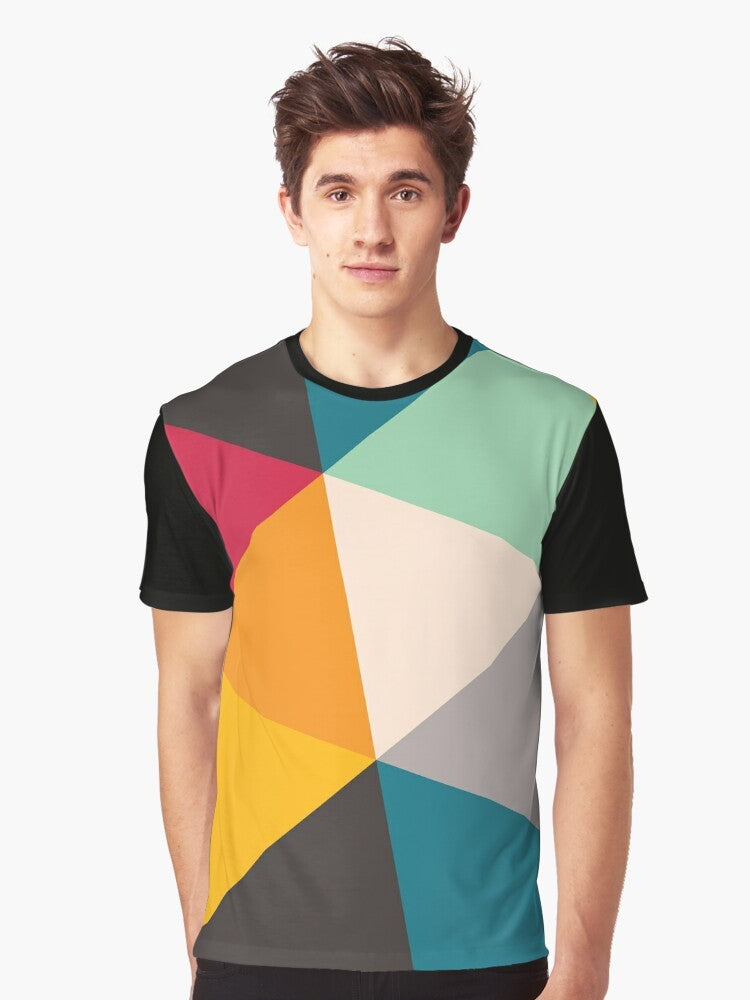 Colourful geometric triangles graphic t-shirt with abstract triangle patterns - Men