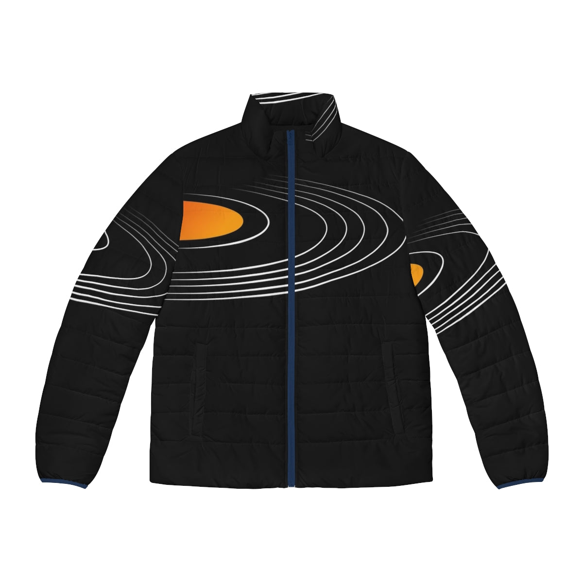 Retro Vinyl Record Puffer Jacket - Music Themed Outerwear