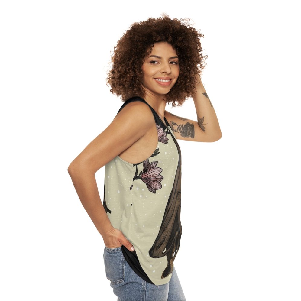 Spooky bat and flying fox graphic on unisex tank top - women side