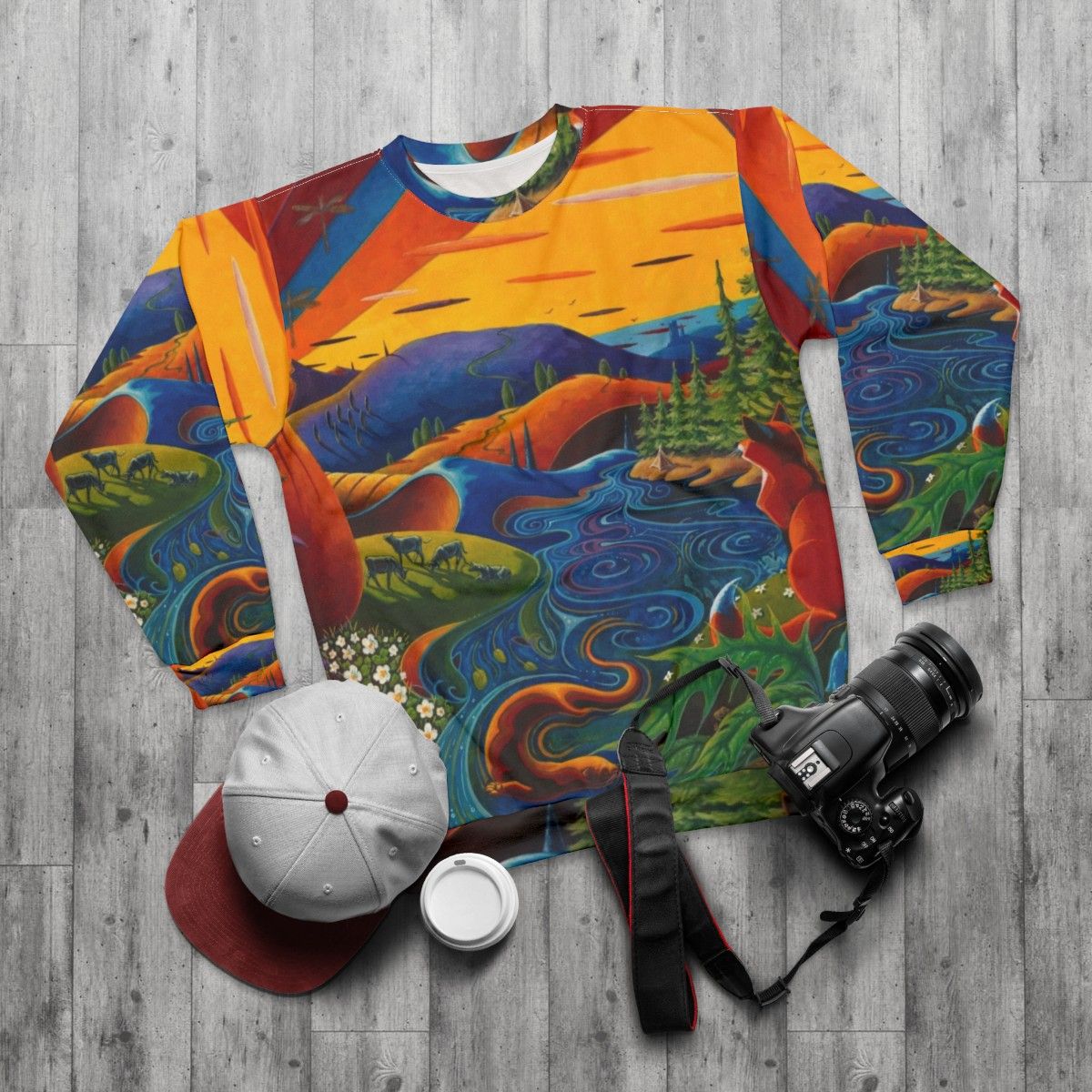 Cozy Scotland Landscape Sweatshirt - flat lay