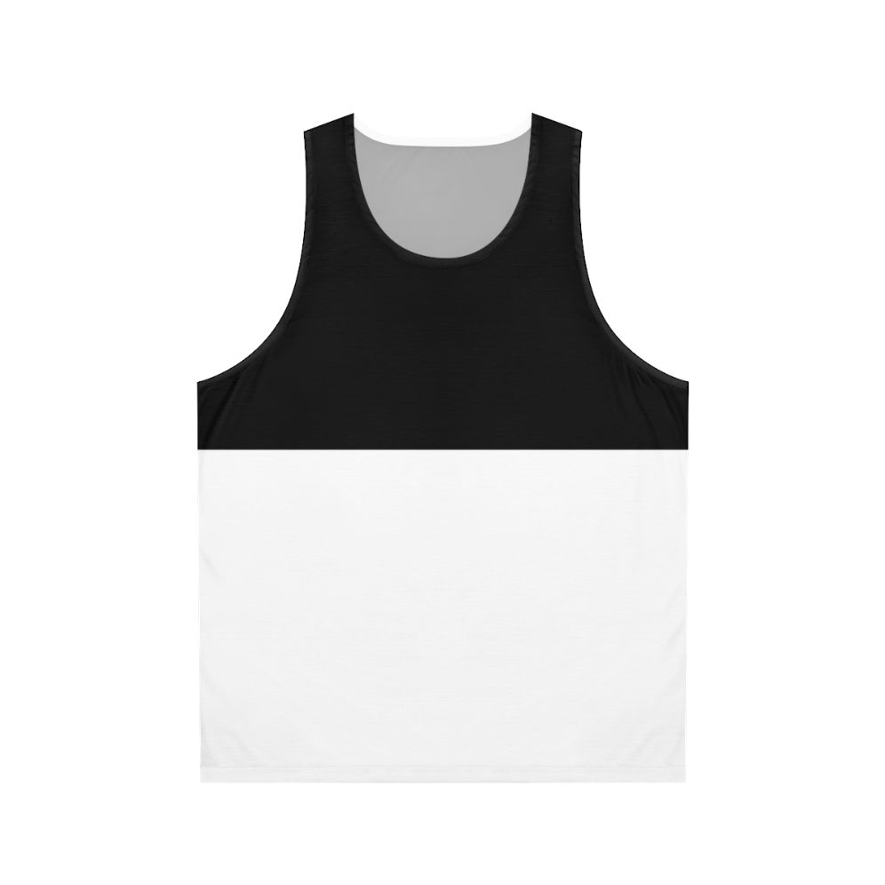 Bicolor unisex tank top with modern geometric pattern