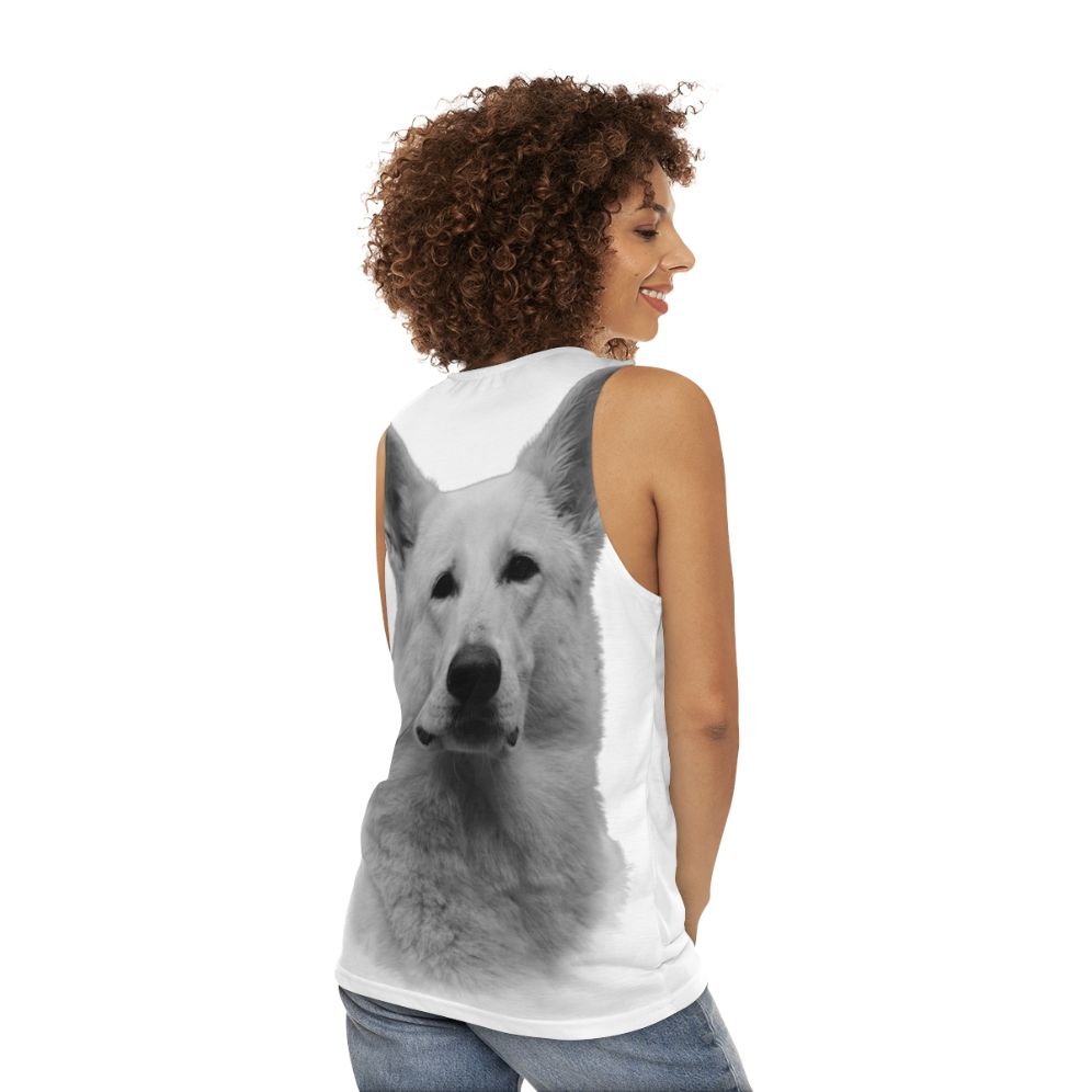 White German Shepherd Unisex Tank Top - women back