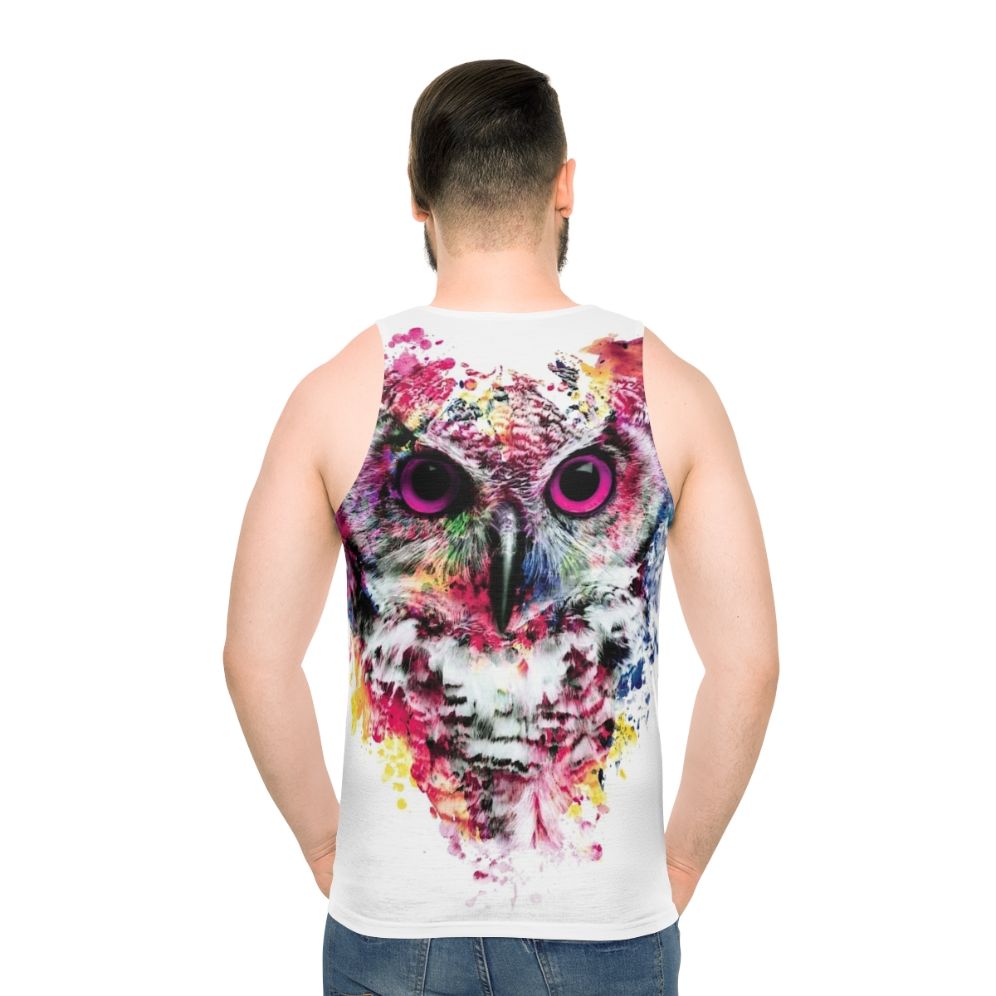 Colorful Owl Unisex Tank Top - men back