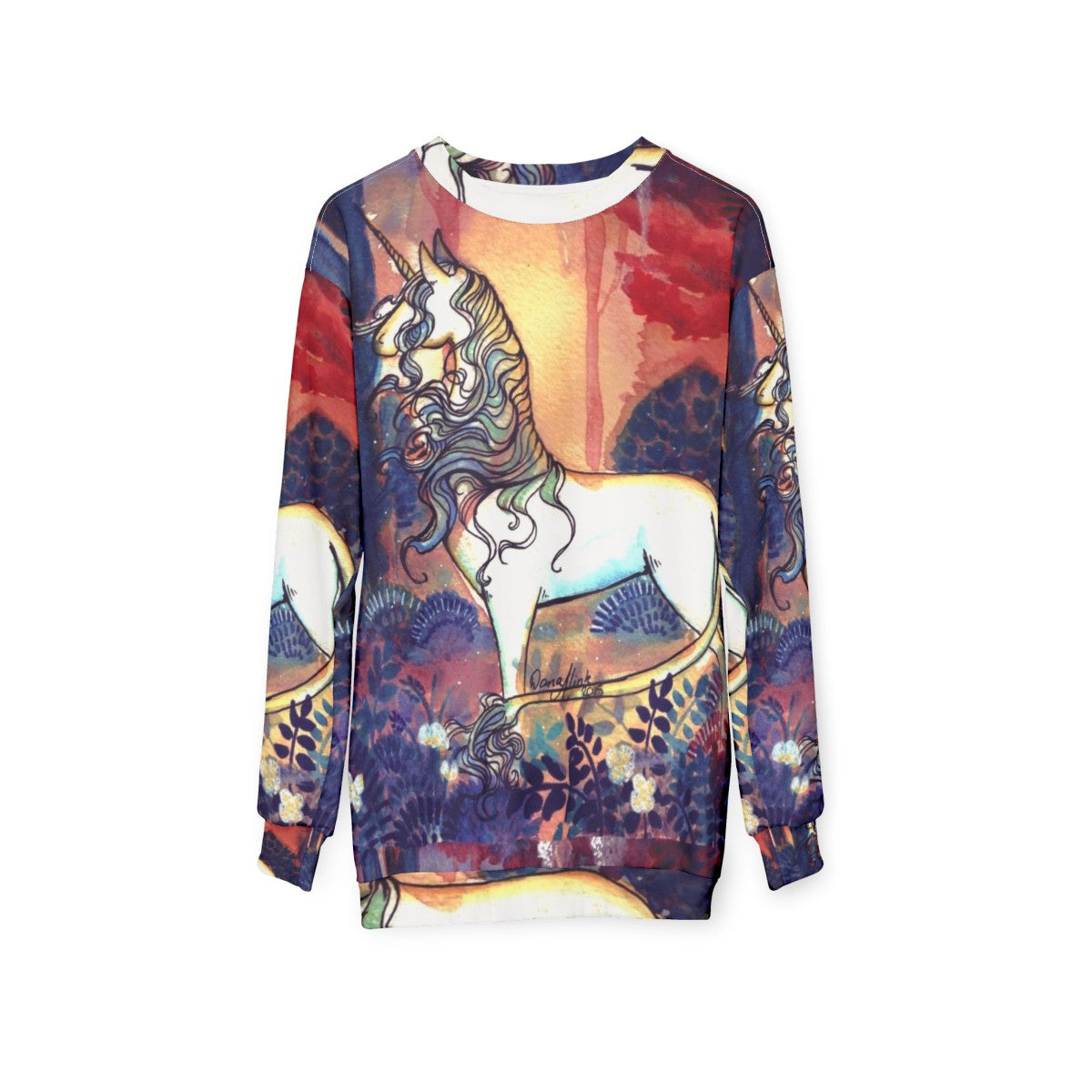 Watercolor The Last Unicorn Sweatshirt - hanging