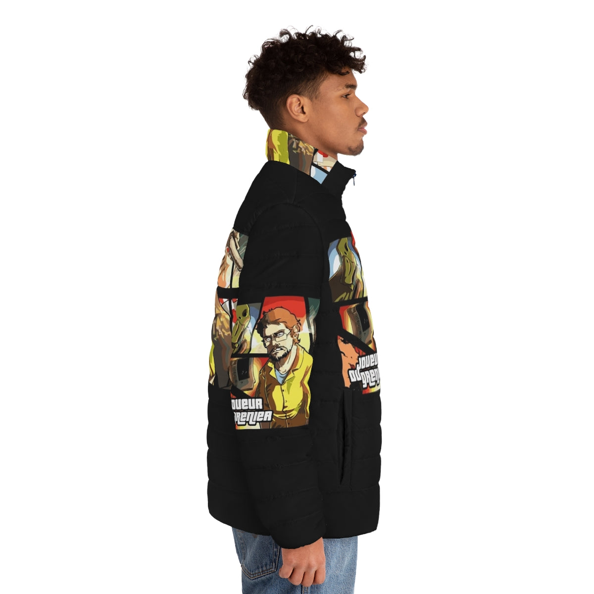 Attic Player JDG Retro Puffer Jacket - Stylish gaming-inspired puffer jacket - men side right