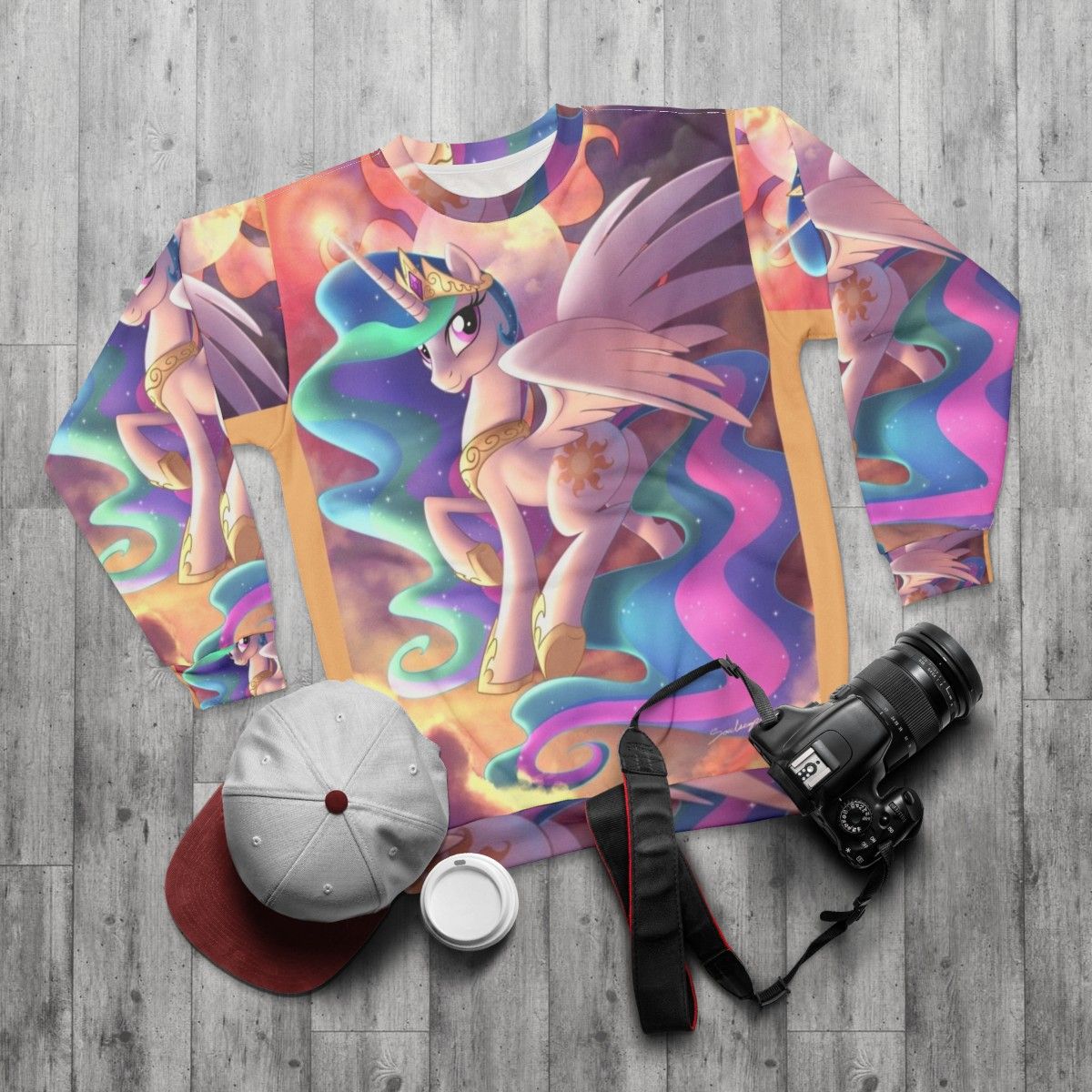 Deity of the Dawn Alicorn Celestial Sweatshirt - flat lay