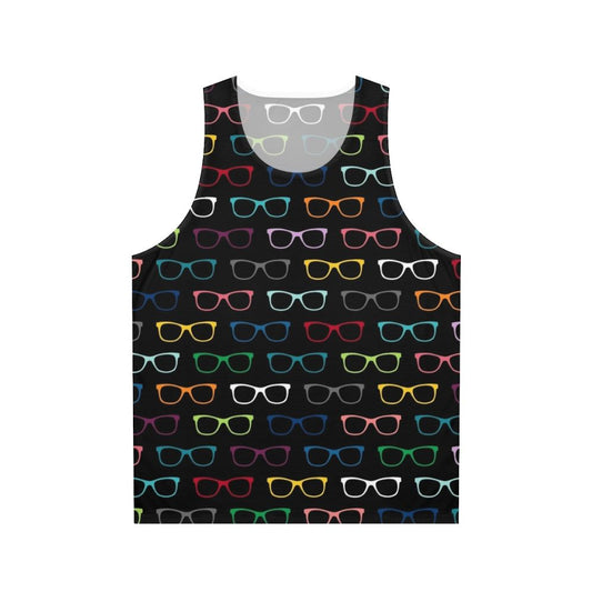 Colorful hipster eyeglasses print unisex tank top